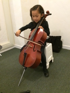 6 yr old Chloe on cello after 2 months